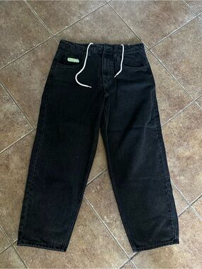 Empyre Black Relaxed Jeans with White Drawstring
